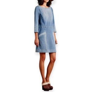 Anthropologie Adriano Goldschmied Dreamknit Cocoon denim a-line dress blue S